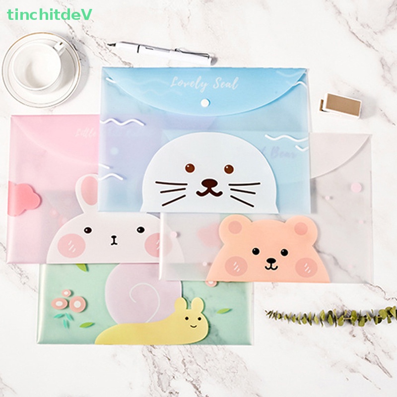 Túi Đựng Tài Liệu Khổ A4 Bằng PVC Trong Suốt Chống Thấm Nước Họa Tiết Hoạt Hình Dễ Thương