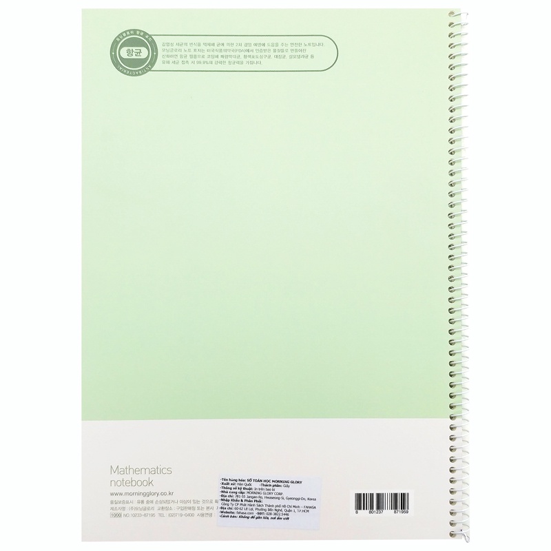 Sổ Lò Xo Toán Học - Morning Glory 10233-87195 - Màu Xanh Lá
