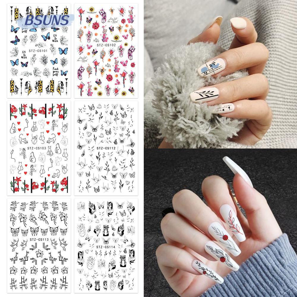 Miếng Dán Trang Trí Móng Tay Họa Tiết Hình Học Phong Cách Pháp