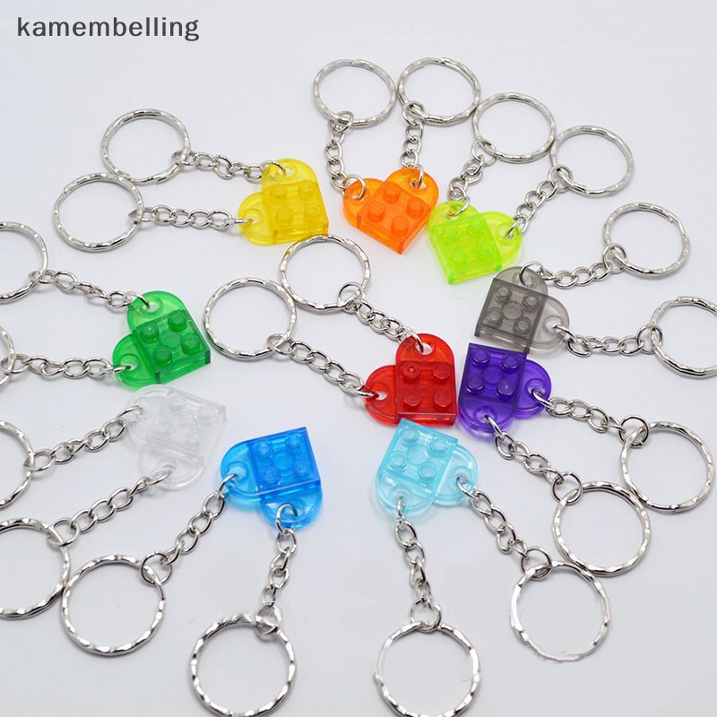 Set 2 Móc Khóa Hình Viên Gạch Trái Tim Dễ Thương Dành Cho Cặp Đôi