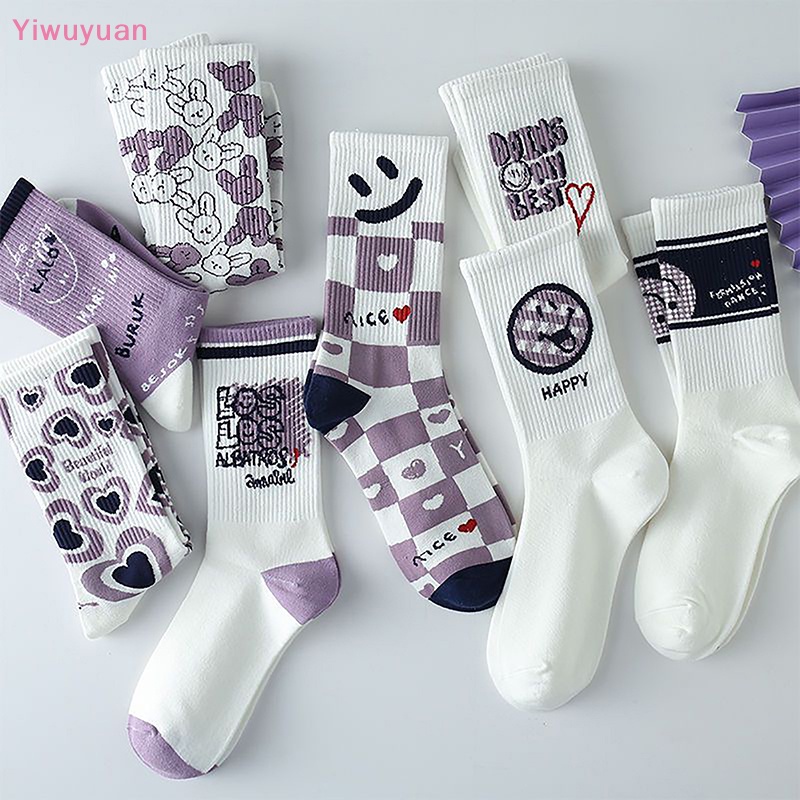 1 Đôi Vớ Thể Thao Bằng Polyester In Họa Tiết Hoạt Hình Dễ Thương Phong Cách Harajuku Cho Nam Và Nữ
