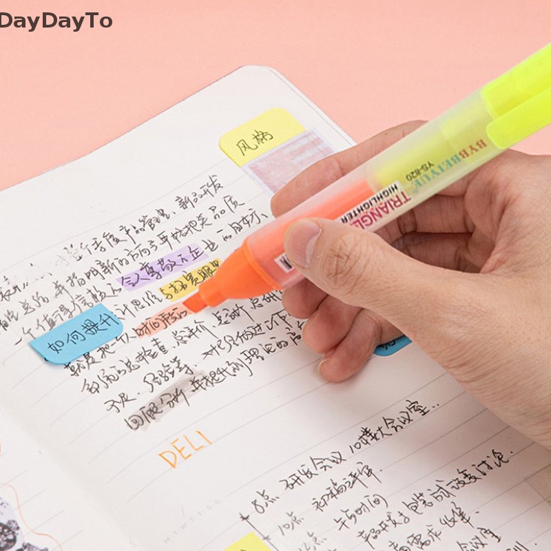 Set 5 Bút Dạ Quang Đầu Tam Giác Hai Đầu 5 Màu Sắc