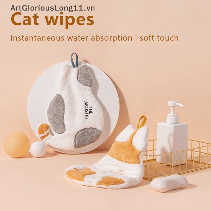 Khăn Lau Tay Sợi Nhỏ Hình Mèo Đa Ứng Dụng Cho Nhà Bếp Nhà Tắm