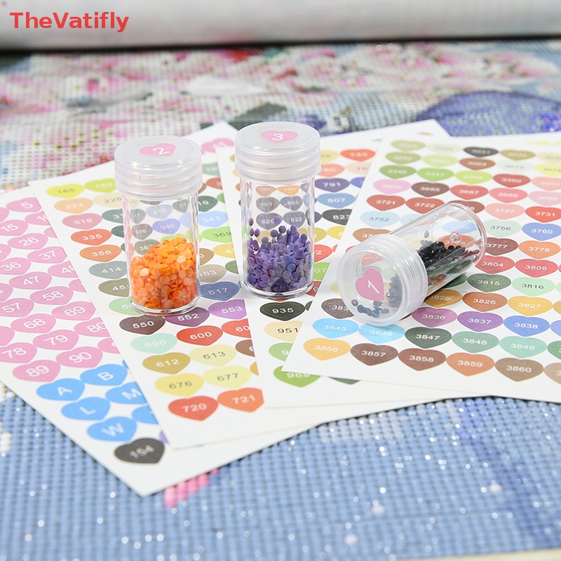 [Thevalifly] Nhãn Dán Hộp Đựng Hạt Cườm Thêu Chữ Thập Và Đánh Dấu Nhiều Màu Sắc Bán Chạy