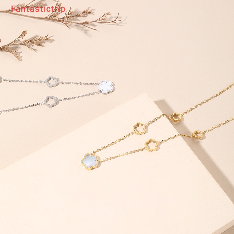 [Fantastictrip] Vòng cổ Bằng Thép Titan Mặt Hình Hoa Vỏ Sò Màu Trắng Thanh Lịch Thời Trang Cao Cấp Đa Năng Quyến Rũ Cho Nữ