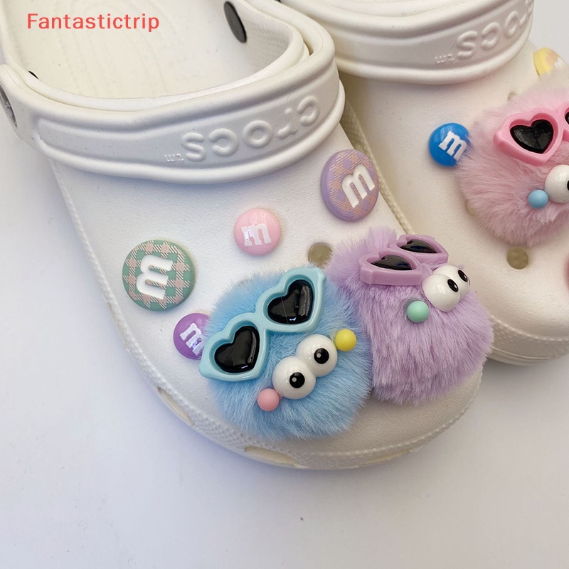 [Fantastictrip] Phụ Kiện Nút Gắn Bóng Lông Dễ Thương Có Thể Tháo Rời Cho Giày Diy Mới