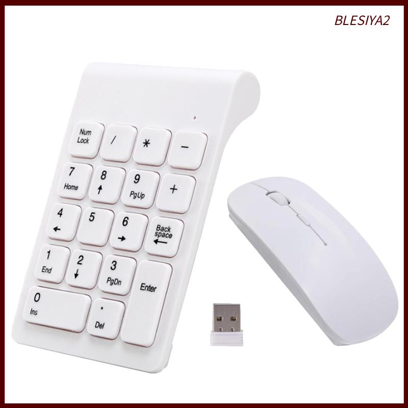 Bàn Phím Số Không Dây USB Kèm Chuột Blesiya2 Màu Trắng Cho Laptop Máy Tính Để Bàn