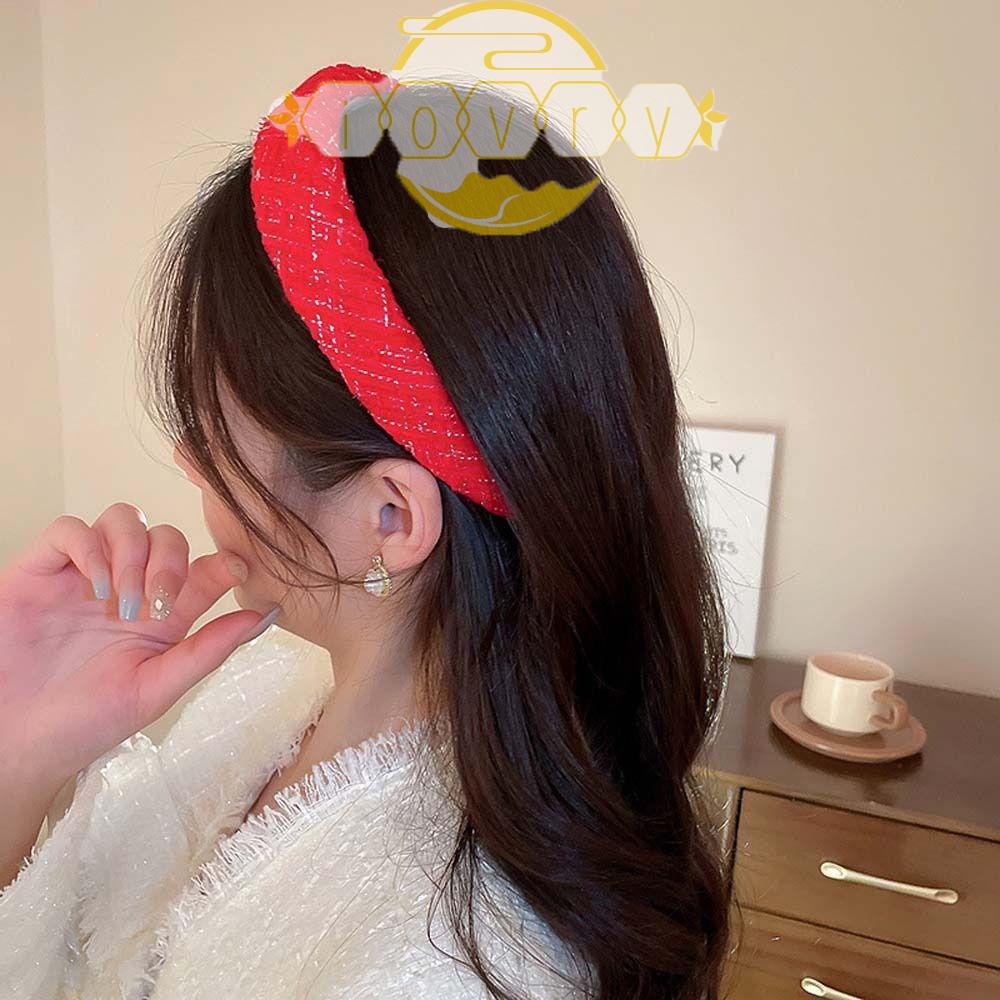 Băng Đô Cài Tóc Chống Trượt Bản Rộng Màu Đỏ Ngà Phong Cách Trung Hoa Mừng Năm Mới