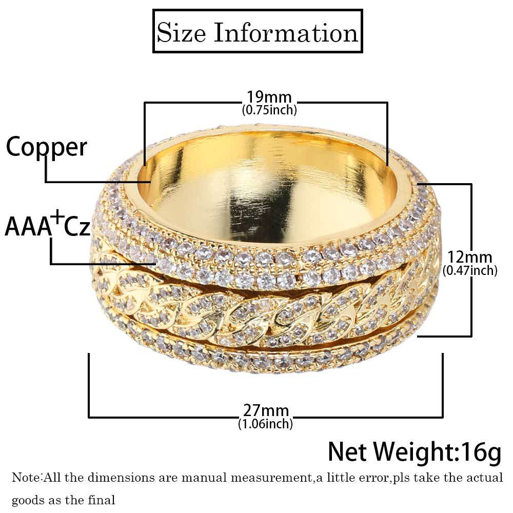 Nhẫn Hình Chữ Thập Đính Đá Zircon Phong Cách Hip Hop Châu Âu Cá Tính Thời Trang Cho Nam