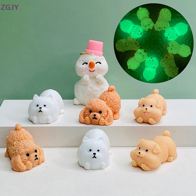 Set 5 Mô Hình Chú Chó Mini Bằng Resin Phát Quang DIY Dễ Thương Trang Trí Nhà Cửa Mới