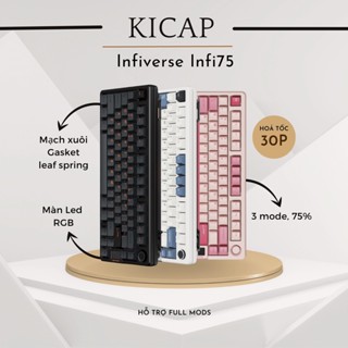 Bàn phím cơ custom Infiverse Infi75 mods stab sẵn mạch xuôi, màn hình led, 75% âm gõ stock hay nhất - KICAP