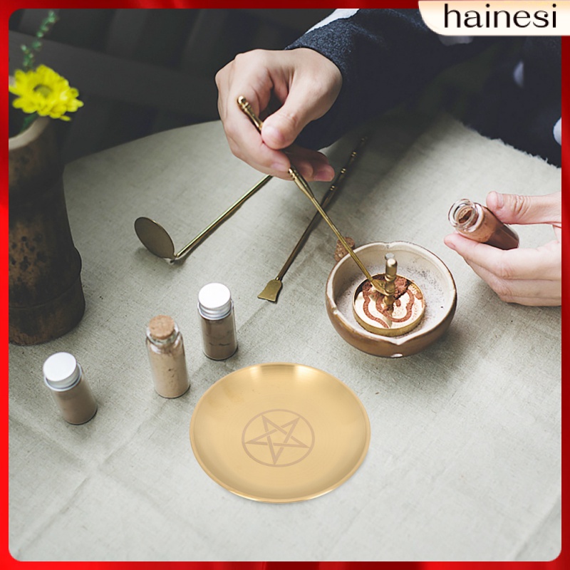 Home Decoration Jewelry Tray Décor Pentagram Metal Saucer Wicca Plate Candle Decorate Candlestick