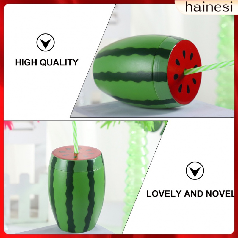 Set 4 Cốc Uống Nước Bằng Nhựa Kính Họa Tiết Dưa Hấu Hawaii Trang Trí Tiệc Tùng / Du Lịch Cho Bé