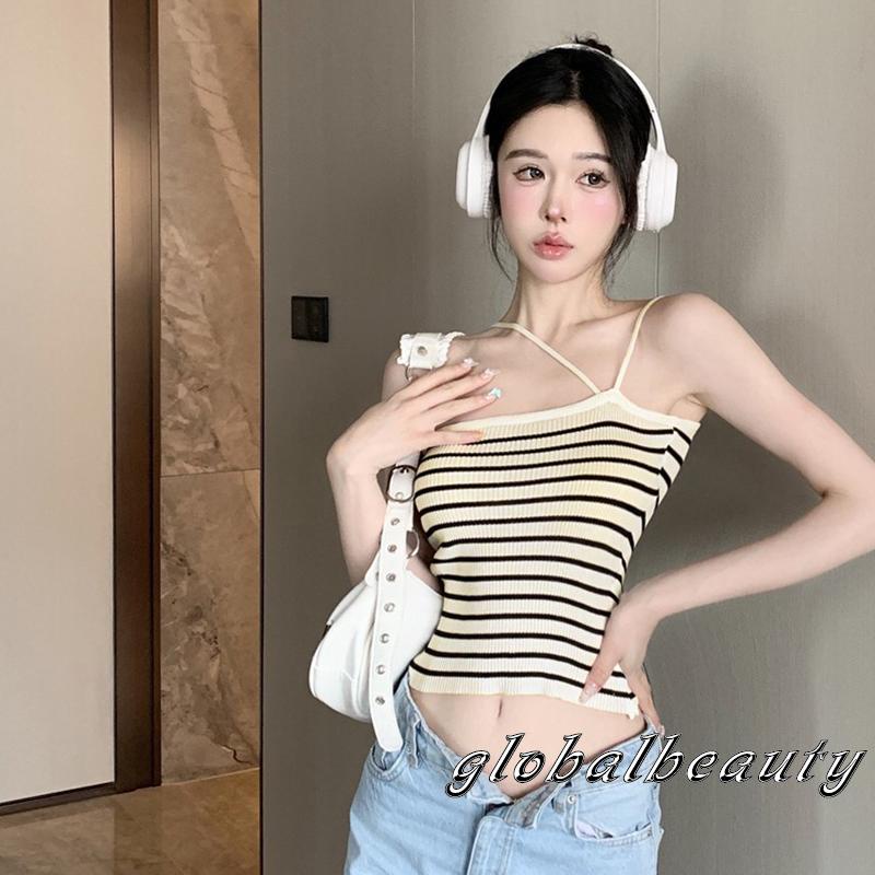 Áo Hai Dây Hở Lưng Họa Tiết Kẻ Sọc Thời Trang Mùa Hè Cho Nữ