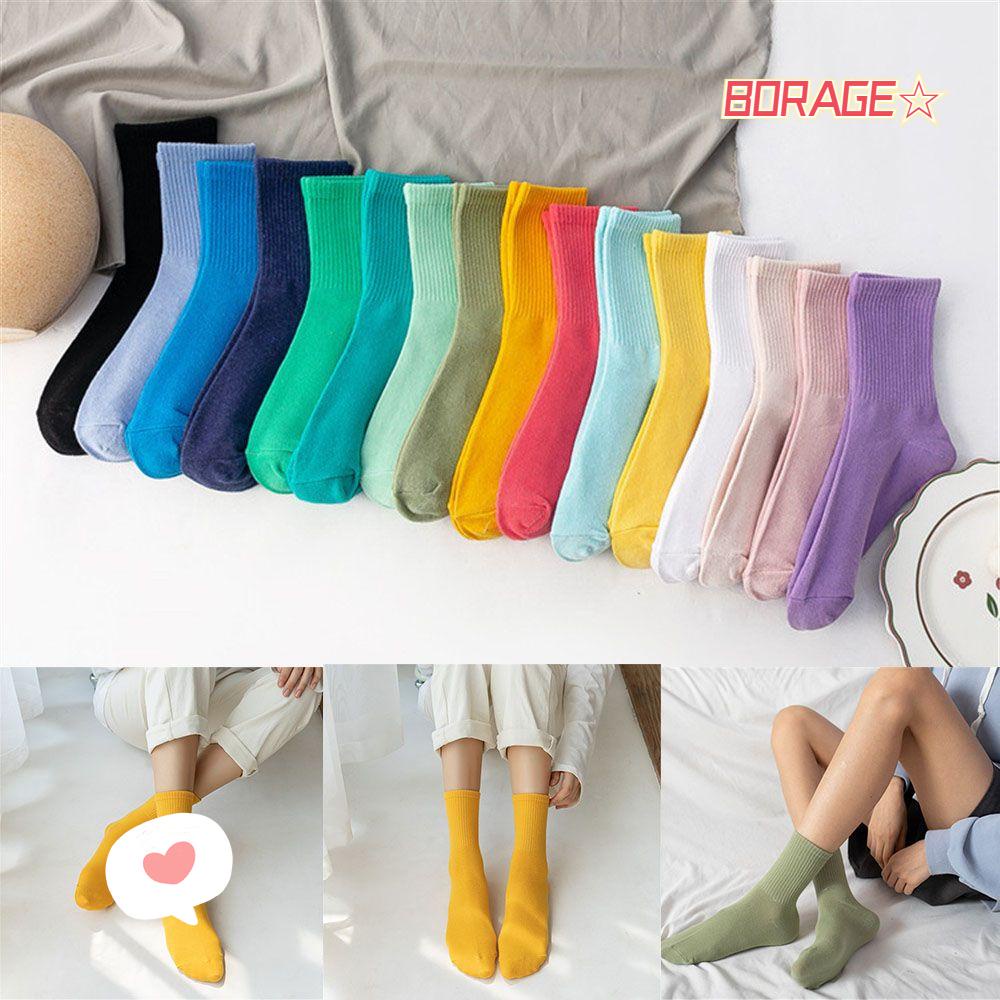 Vớ Cotton Màu Sắc Đơn Giản Thoải Mái Dành Cho Nữ