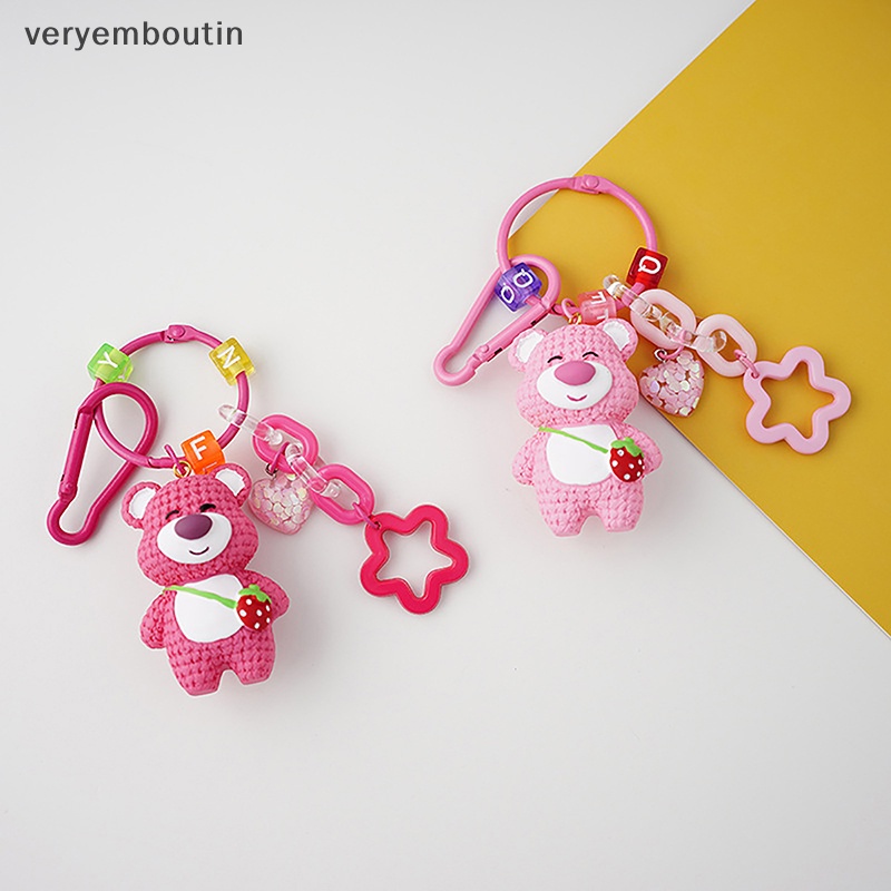 Móc Khóa Hình Gấu Dâu Tây Hoạt Hình Dễ Thương