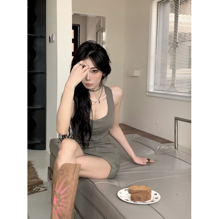 [F &amp; X] Đầm Ngắn Hai Dây Không Tay Ôm Dáng Phong Cách Mùa Hè Độc Đáo