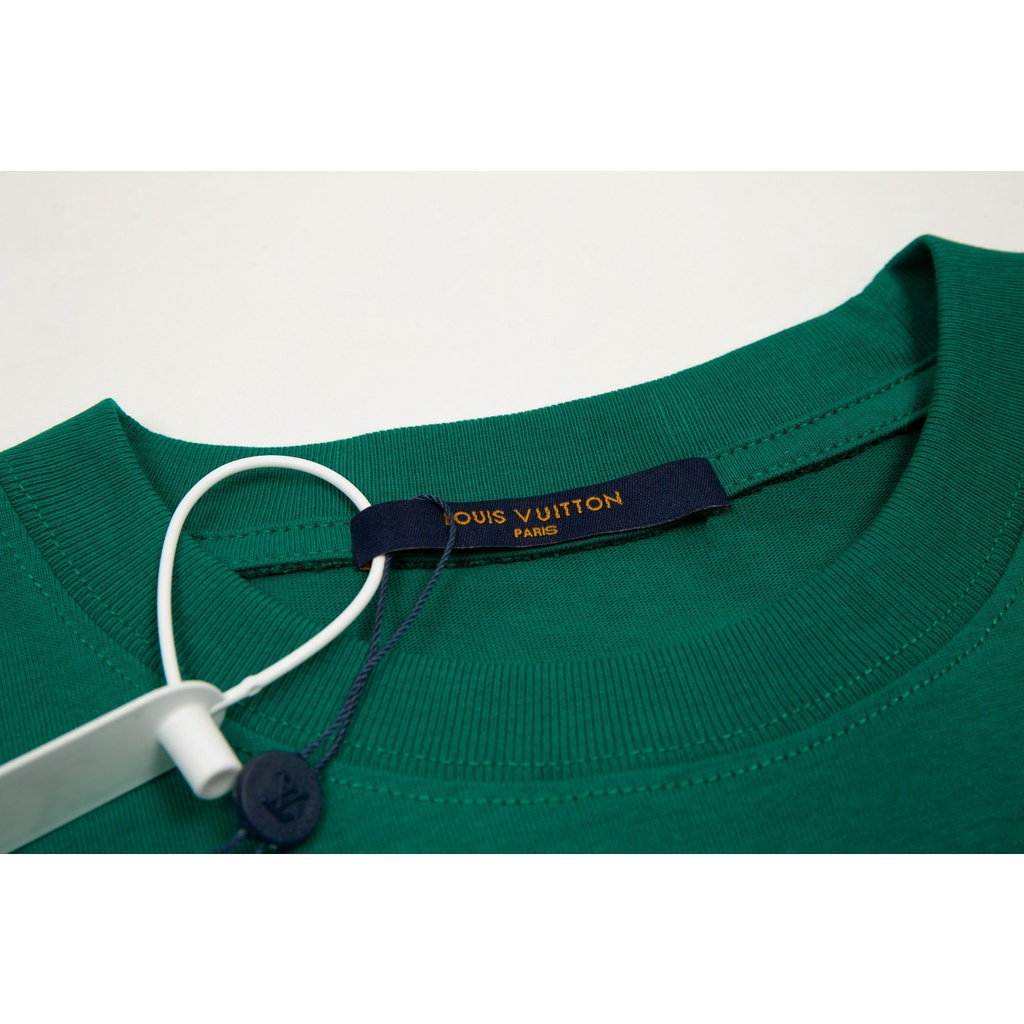 Áo Thun Thể Thao Cotton 1V Monogram 23ss Màu Gradient Xanh Lá Cây Thiết Kế Sang Trọng Phong Cách Đường Phố Cho Nam Và Nữ