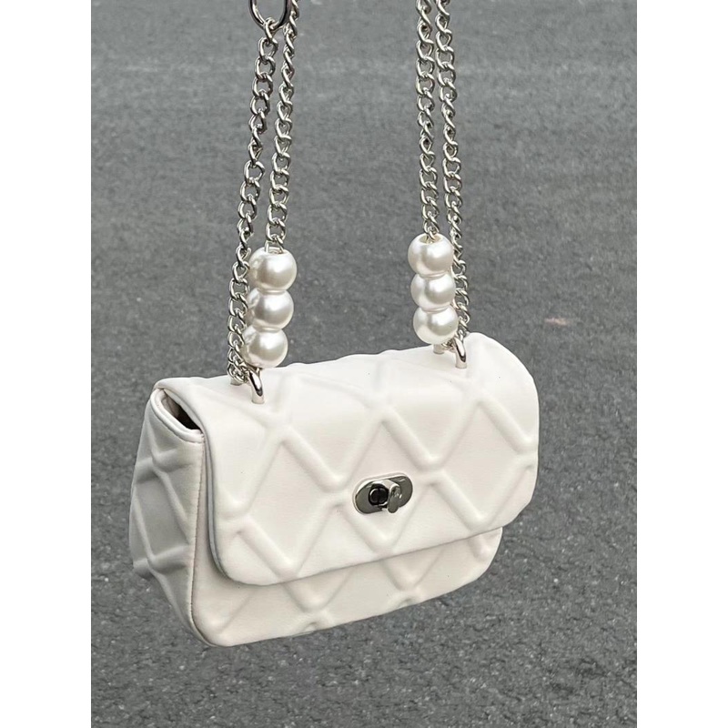 Túi Đeo Chéo Hình Vuông Nhỏ Đính Hạt Ngọc Trai Phong Cách niche Mới 2023 AC2284 Cho Nữ