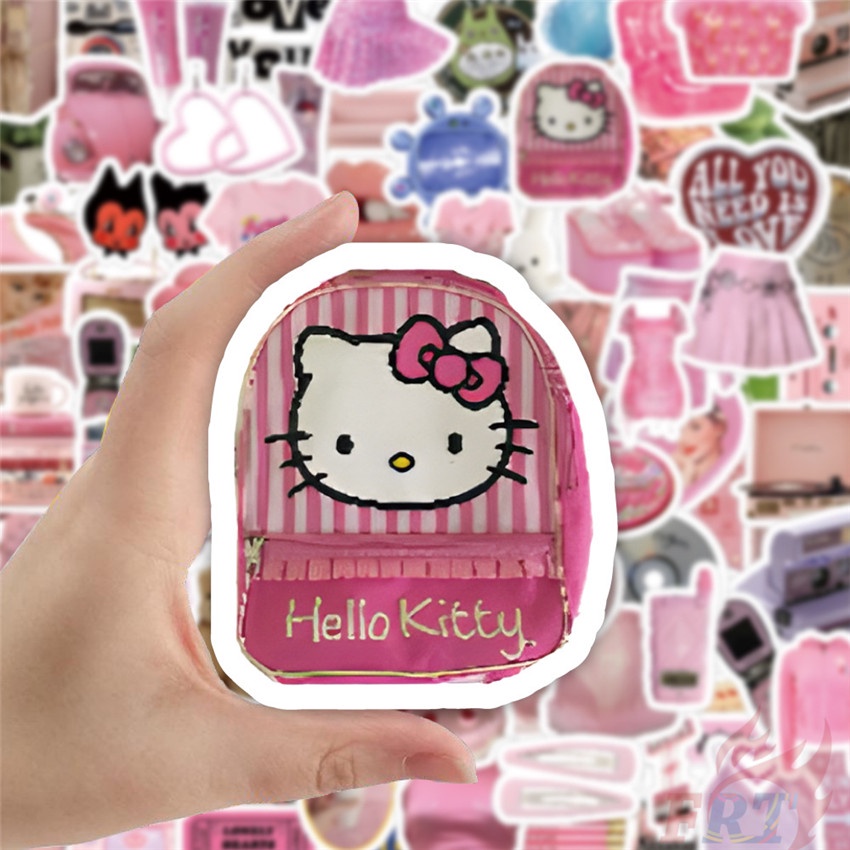 Bộ 100 Cái ❉ Sticker Dán Tường Màu Hồng Phong Cách Vintage ❉ Sticker Dán Tường Chống Thấm Nước Họa Tiết Doodle Hợp Thời Trang