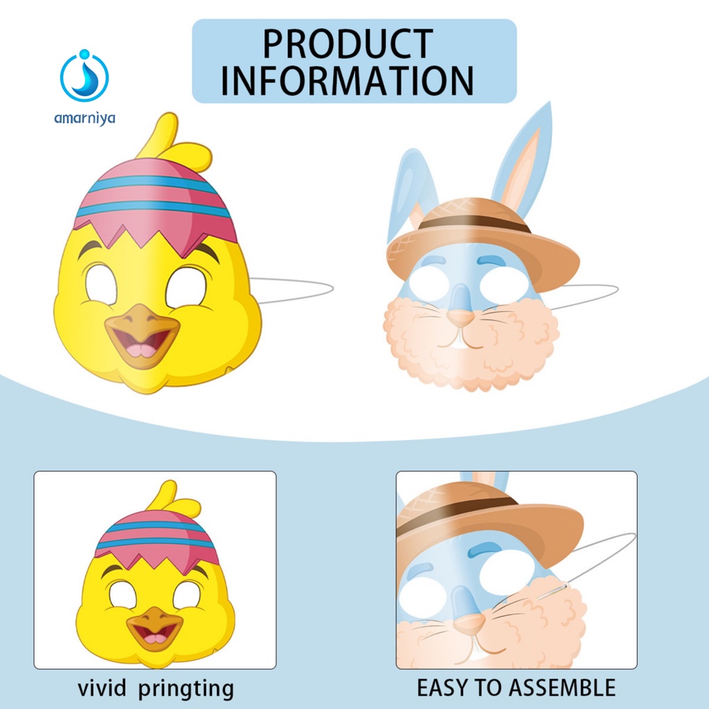 Amar Set 9 Mặt Nạ Giấy Hóa Trang Hình Gà Phục Sinh Tinh Tế