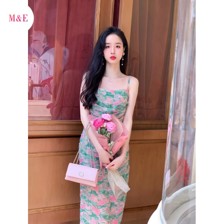 M &amp; E Đầm Hai Dây Ôm Dáng Xẻ Tà Nhẹ Nhàng Quyến Rũ Mùa Hè 2023 Phong Cách Mới Cho Cặp Đôi