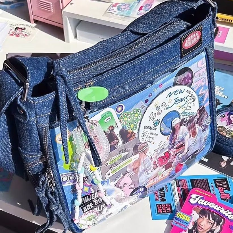 Bán Chạy✨Túi Đeo Chéo Denim Nhỏ Hình Vuông Họa Tiết Ngôi Sao Thời Trang Mới Chất Lượng Cao Một Túi Đeo Chéo Sức Chứa Lớn