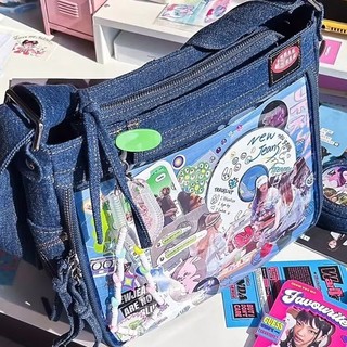 Bán chạy✨túi đeo chéo denim nhỏ hình vuông họa tiết ngôi sao thời trang mới chất lượng cao một túi đeo chéo sức chứa lớn