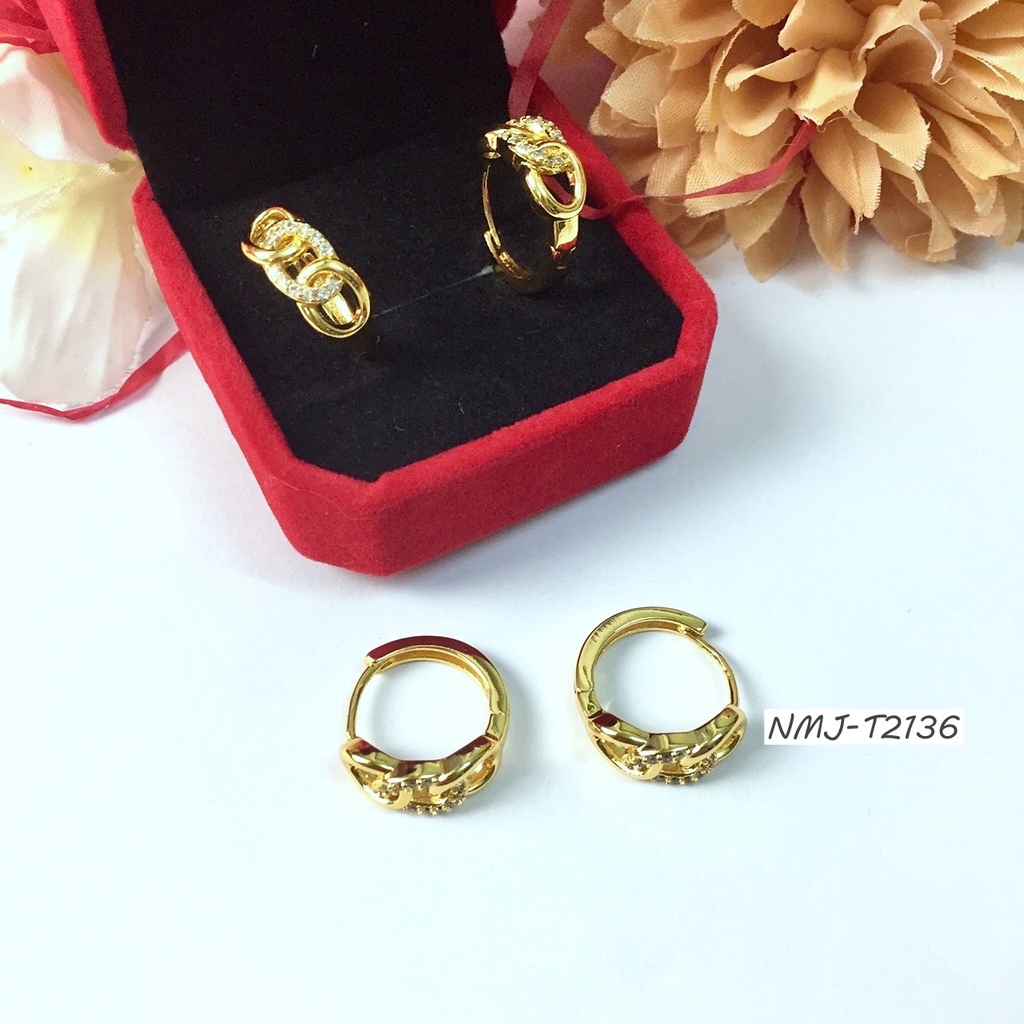 Khuyên Tai tròn Mạ Vàng T2136 Bền Màu Cho nữ