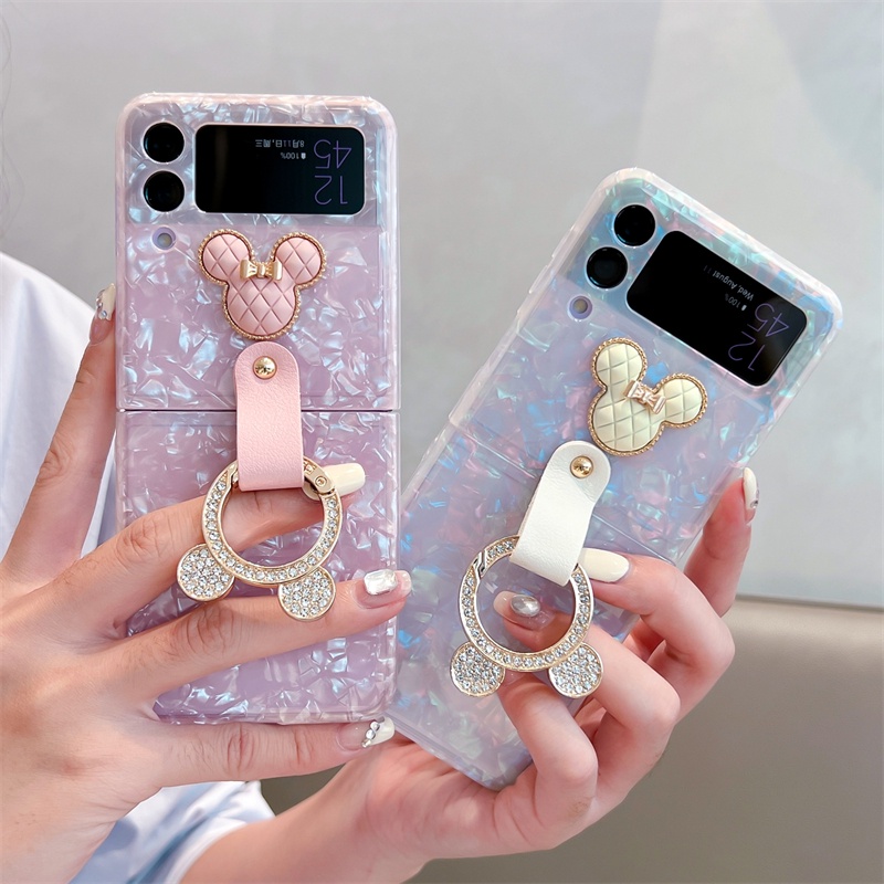 Ốp Điện Thoại Tpu Dẻo Họa Tiết Hoạt Hình Lấp Lánh Kèm Vòng Đeo Tay Cho Samsung Galaxy Z Flip 4 Z Flip 3