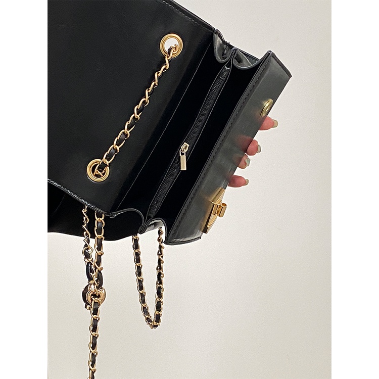 Túi Đeo Vai / Đeo Chéo Bằng Da Sáp Hình Vuông Cỡ Nhỏ Cài Khóa Thời Trang