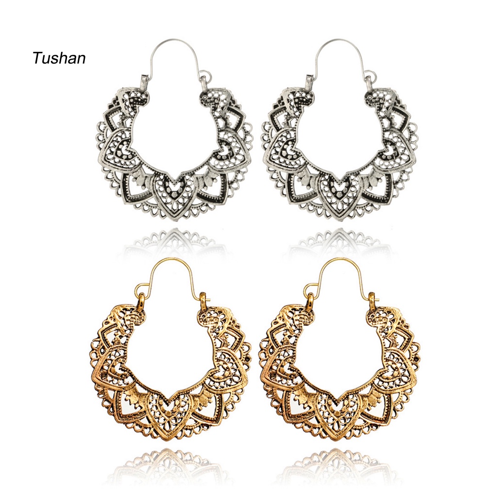 1 Đôi Bông Tai Hợp Kim Dáng Dài Hình Cánh Hoa Màu Vàng / Bạc Phong Cách Bohemian Cổ Điển