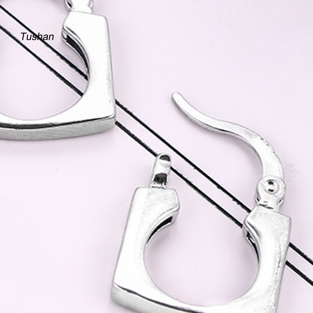 1 Khuyên Tai Lủng Lẳng Mặt Vuông Dày Mịn Phong Cách Hip Hop Unisex