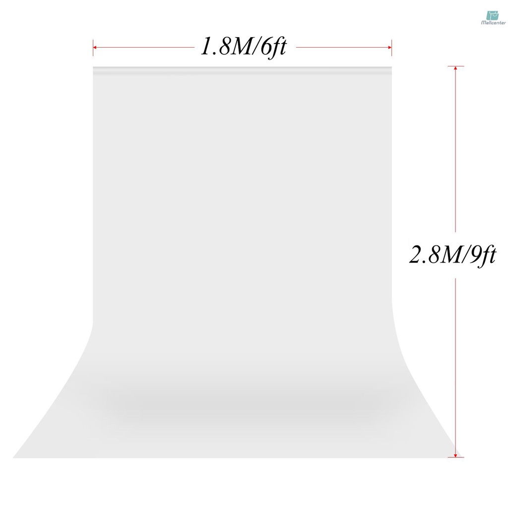 Andoer 1.8 * 2.8m/ 6 * 9ft Photography Background Screen Portrait Photography Backdrops Photo Studio Props Durable Washable Polyester-cotton Material with 3 Backdrop Clamps, White Color