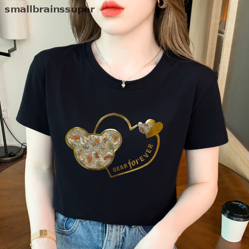 Áo Thun Ngắn Tay Cổ Tròn Dáng Rộng In Hoạt Hình Thời Trang Mùa Hè Cho Nữ