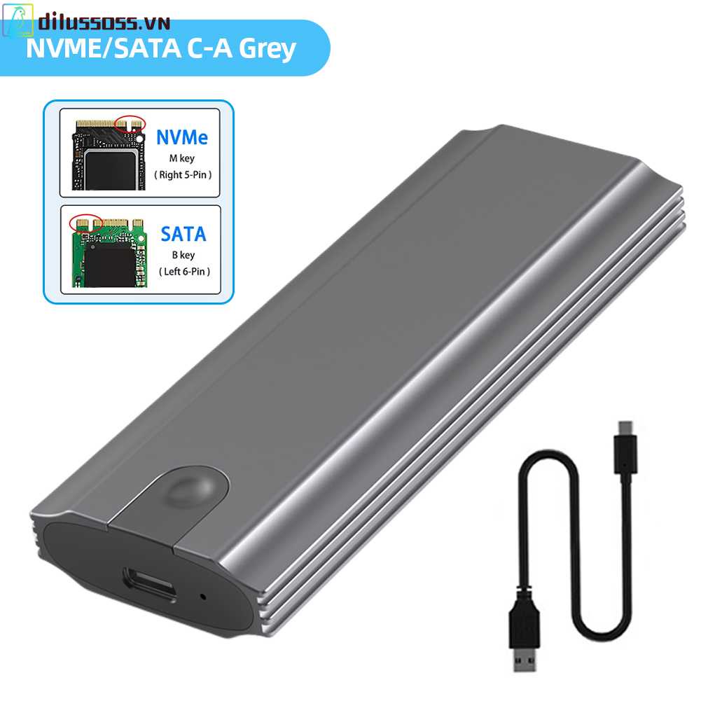 Hộp Đựng Ổ Cứng M.2 HDD USB3.1 Gen2 10Gbps NVMe / NGFF Cho 2230 2242 2260 2280 SSD