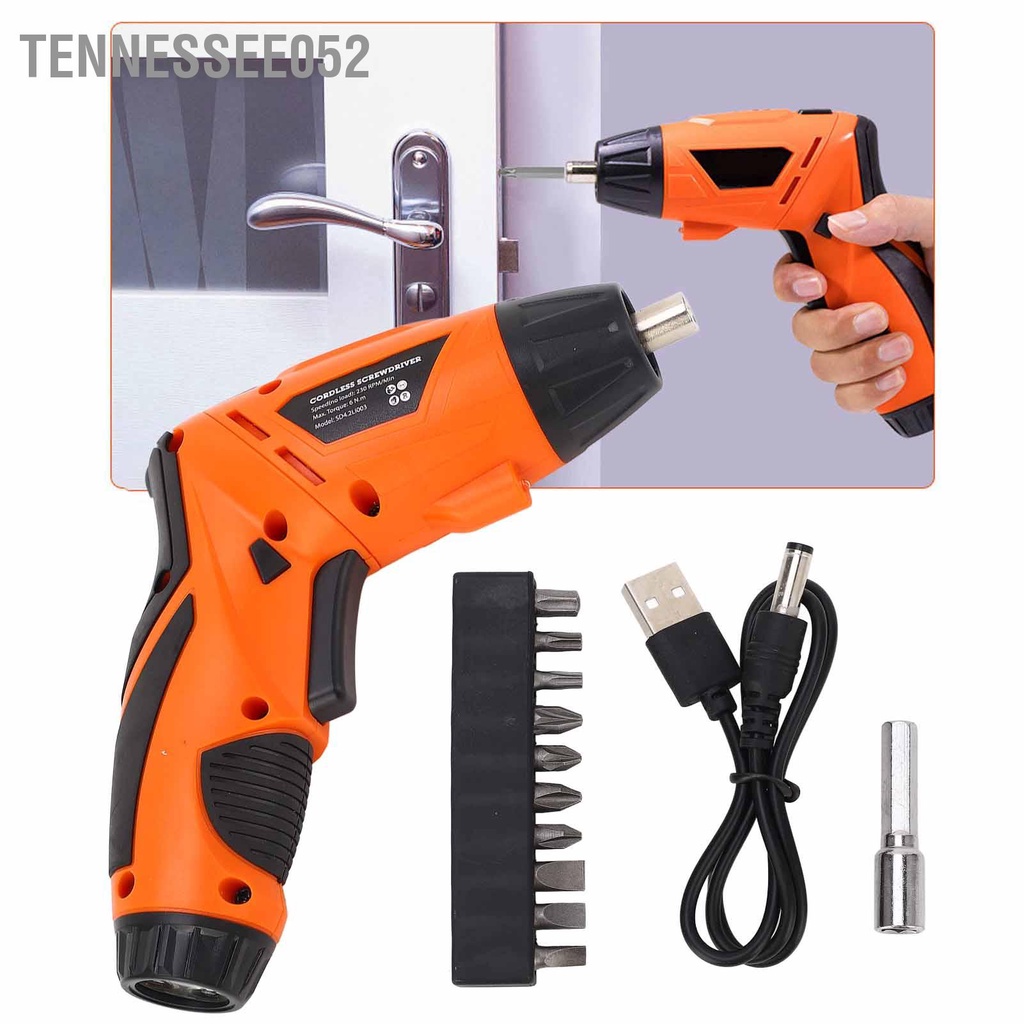 Tennessee052 Bộ Tua Vít Không Dây Đa Năng Sạc Điện Lắp Ráp Đồ Nội Thất Màu Cam