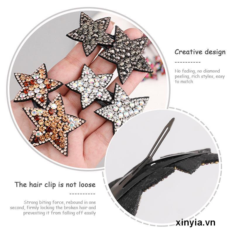 Kẹp Tóc Hình Ngôi Sao Năm Cánh Đính Đá Dễ Thương Cho Nữ