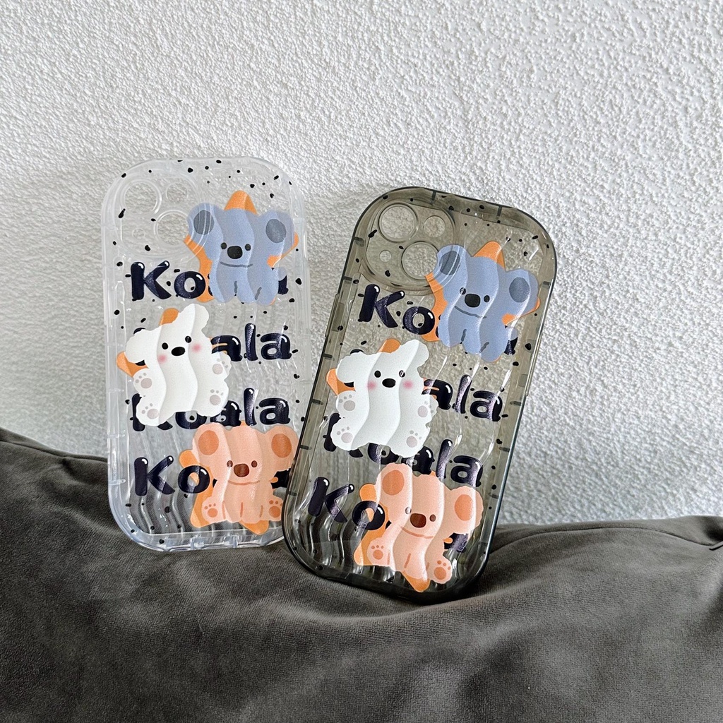 Ốp Điện Thoại TPU Silicon Mềm Hình Gấu Koala Hoạt Hình Màu Trong Suốt Gắn Giá Đỡ iPhone 13 12 11 Pro Max 14 Plus