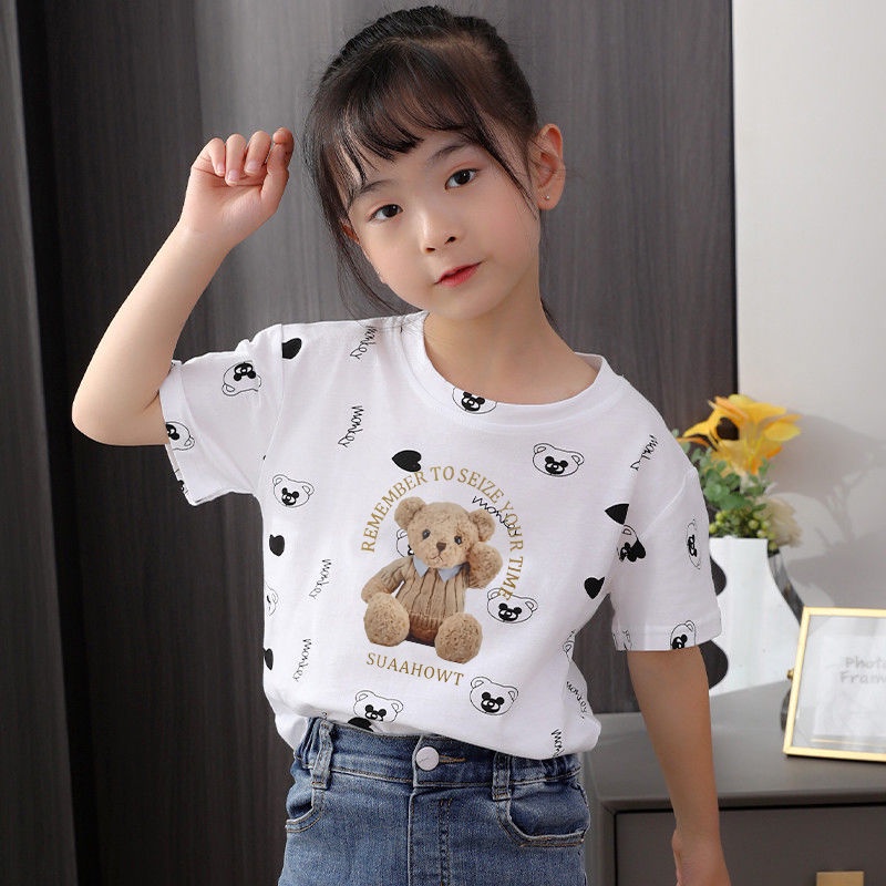 Áo Thun Cotton Tay Ngắn Dáng Rộng In Chữ Thời Trang Mùa Hè 2023 Mới Cho Bé I6