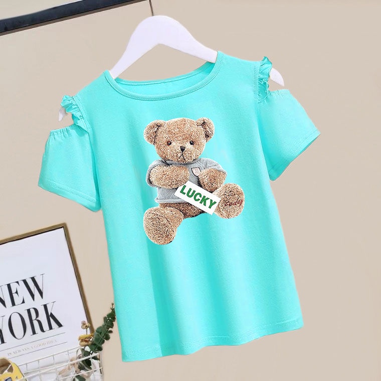 Áo Thun Cotton Mùa Hè Tay Cộc Phong Cách Hàn Quốc Mới 2023 Cho Bé Gái