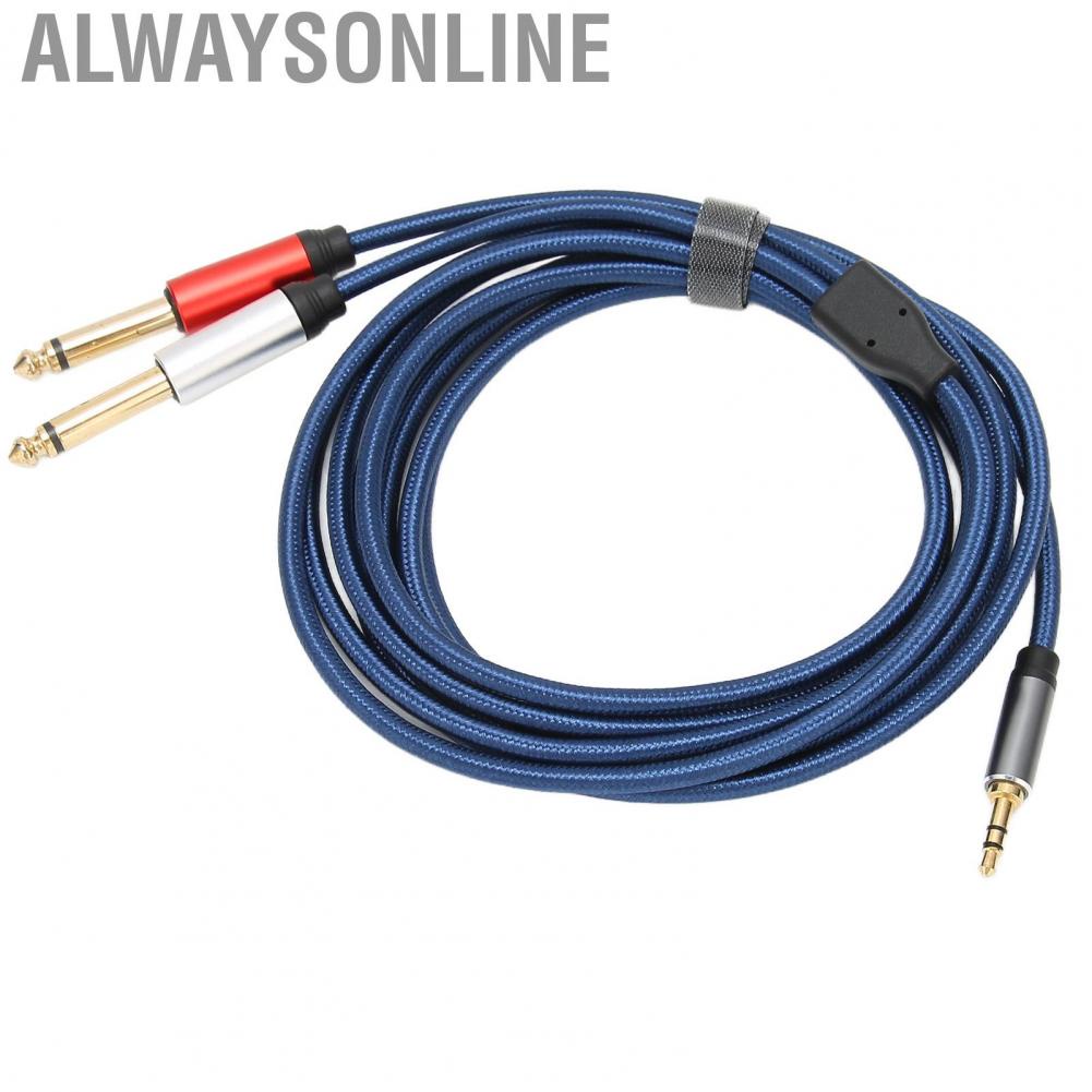 Alwaysonline 3.5mm Stereo Male To Dual 6.35mm Mono Cable Nylon Aluminum Alloy Hot