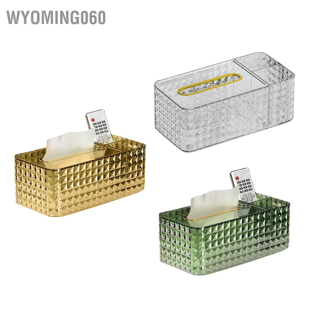 Wyoming060 Hộp lưu trữ khăn giấy Kết cấu hình thoi Vách ngăn bên đựng ăn trong suốt