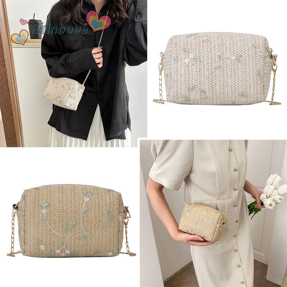 Túi Cói Đeo Chéo Màu Cầu Vồng Xinh Xắn Thời Trang