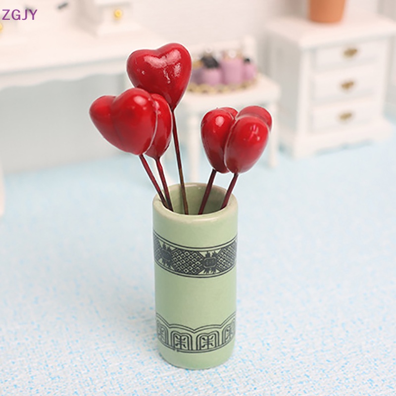 Set 5 Bong Bóng Trái Tim Nhiều Màu Sắc Trang Trí Nhà Búp Bê Tỉ Lệ 1: 12 Mới