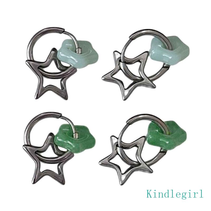 Bông Tai Hình Ngôi Sao Đính Đá Ngọc Bích Nhân Tạo Thời Trang