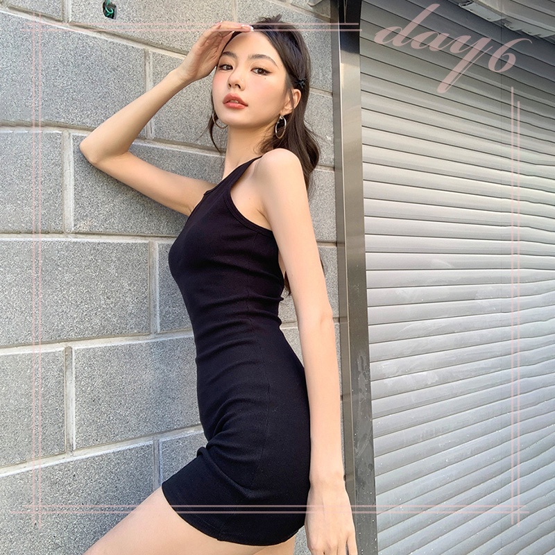 Đầm không tay dáng ôm Màu Trơn Thiết Kế Ôm Sát Tôn Dáng