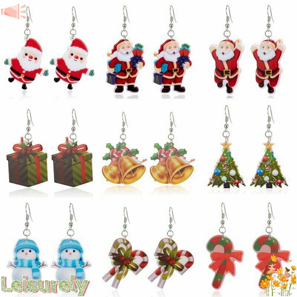 Bông Tai Dáng Dài Bằng Acrylic In Họa Tiết Chuông Chúc Mừng Năm Mới