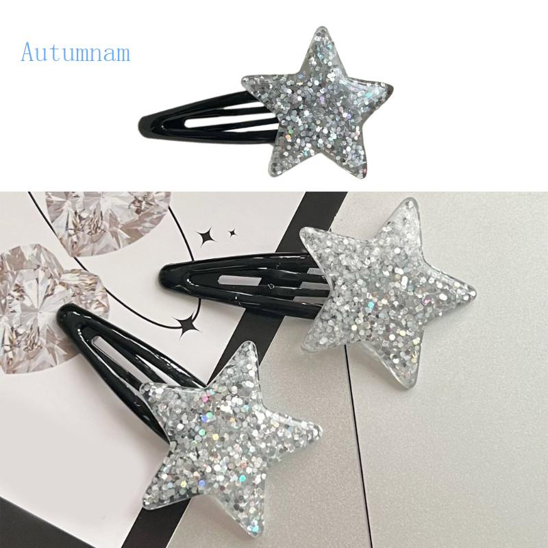 Kẹp Tóc Kim Loại Hình Ngôi Sao Lấp Lánh Chống Trượt Cho Nữ
