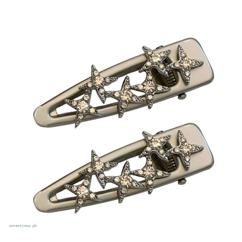 Set 2 Kẹp Tóc Hình Ngôi Sao Đính Đá Dễ Thương Cho Nữ